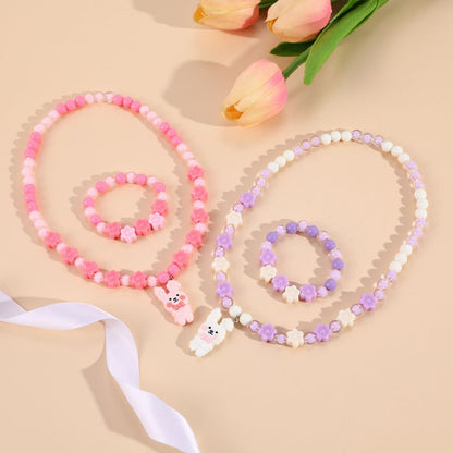 Geometric Sweetheart Necklace Bracelet Set for Children