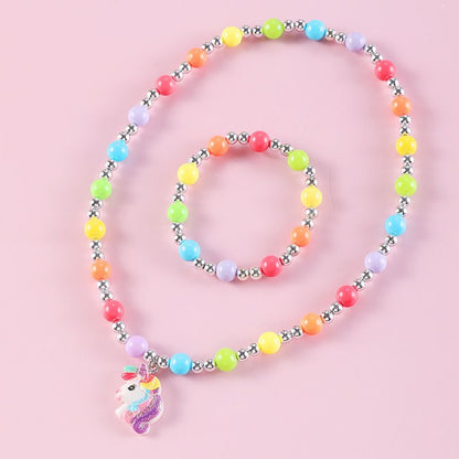 Geometric Sweetheart Necklace Bracelet Set for Children