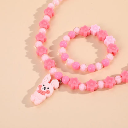 Geometric Sweetheart Necklace Bracelet Set for Children