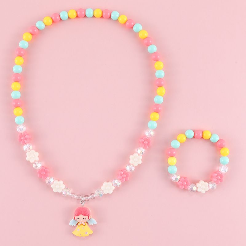 Geometric Sweetheart Necklace Bracelet Set for Children