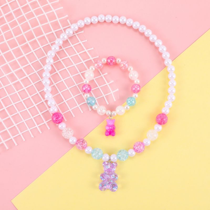 Geometric Sweetheart Necklace Bracelet Set for Children