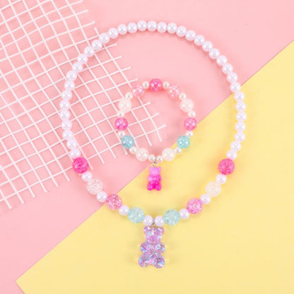 Geometric Sweetheart Necklace Bracelet Set for Children