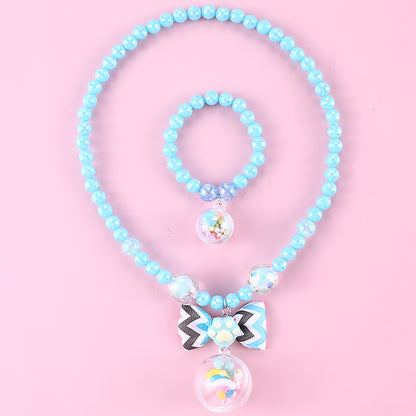 Geometric Sweetheart Necklace Bracelet Set for Children