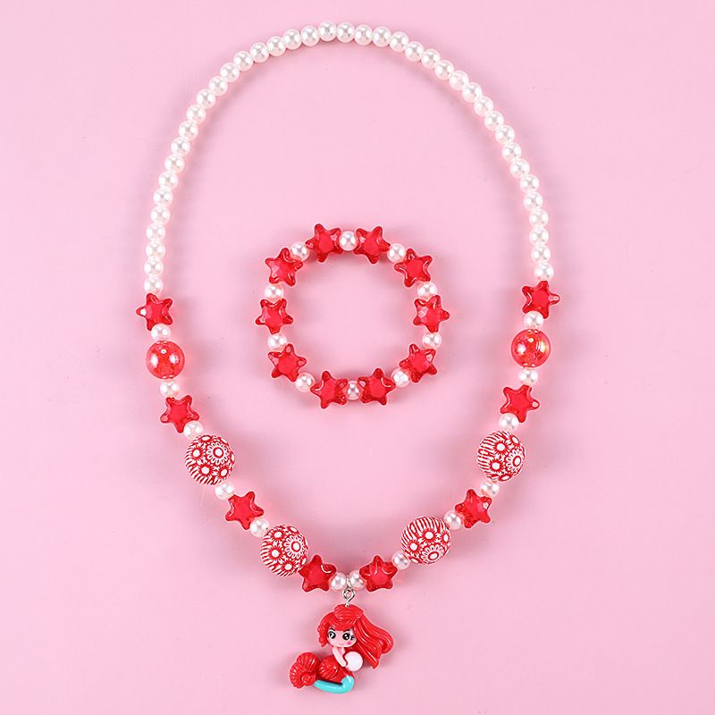 Geometric Sweetheart Necklace Bracelet Set for Children