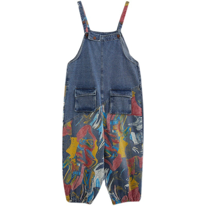 New Spring Printed Jean Suspenders For Women