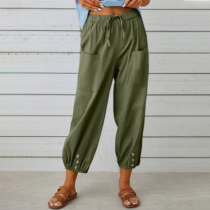 Street Chic Collection: Women's Lightweight Drawstring Tie Pants - Versatile, Comfortable, and Trendy