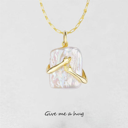 Give Me Hug' Pearl Necklace - Ideal for Christmas Gifts, and Birthdays