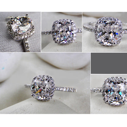 Square Diamond Female Ring S925 Ring