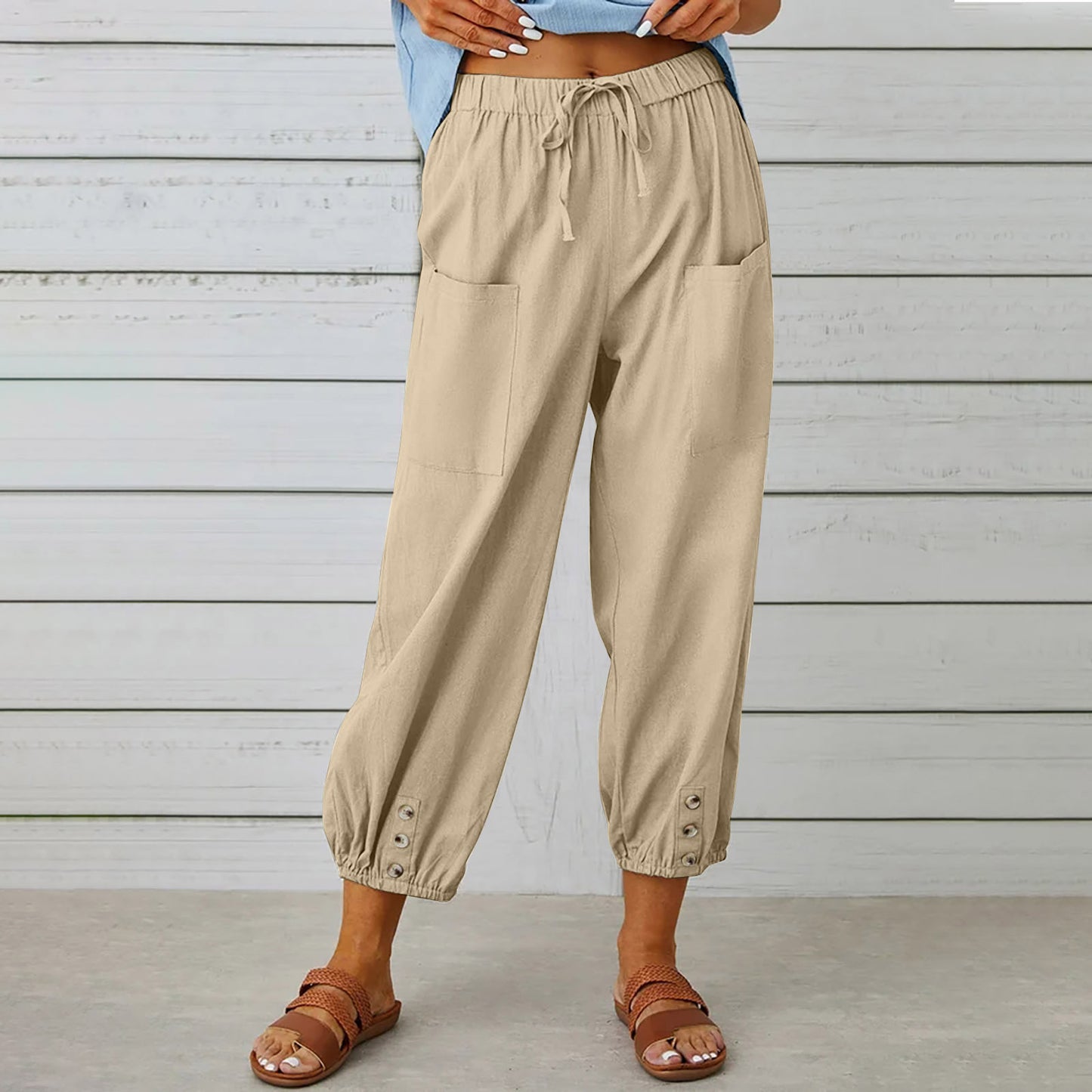 Street Chic Collection: Women's Lightweight Drawstring Tie Pants - Versatile, Comfortable, and Trendy