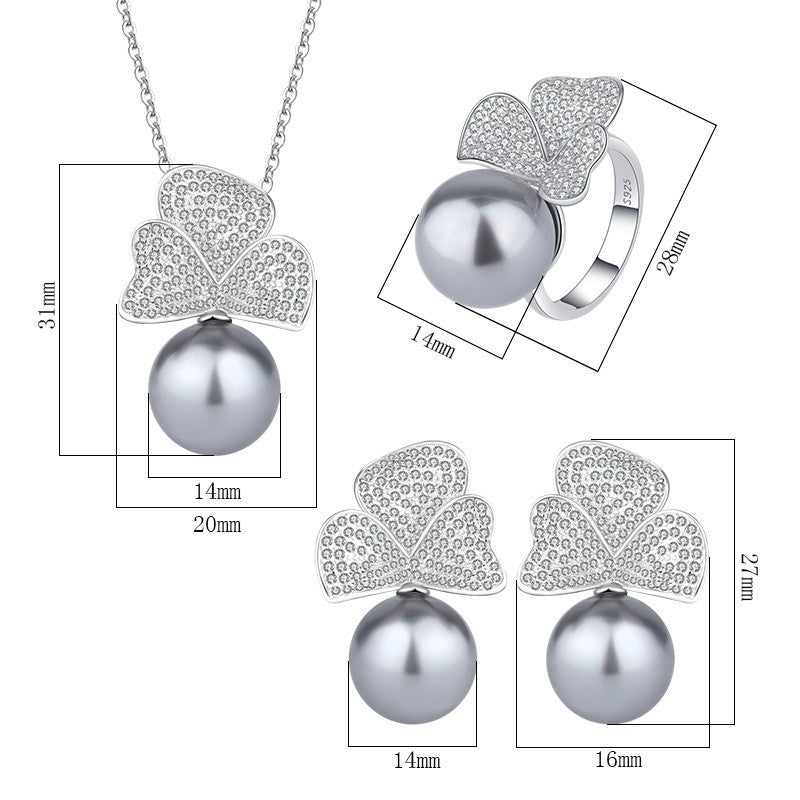 Diamond Geometric Necklace and Earring Set