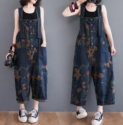 Women's Jeans With Printed Straps Printing