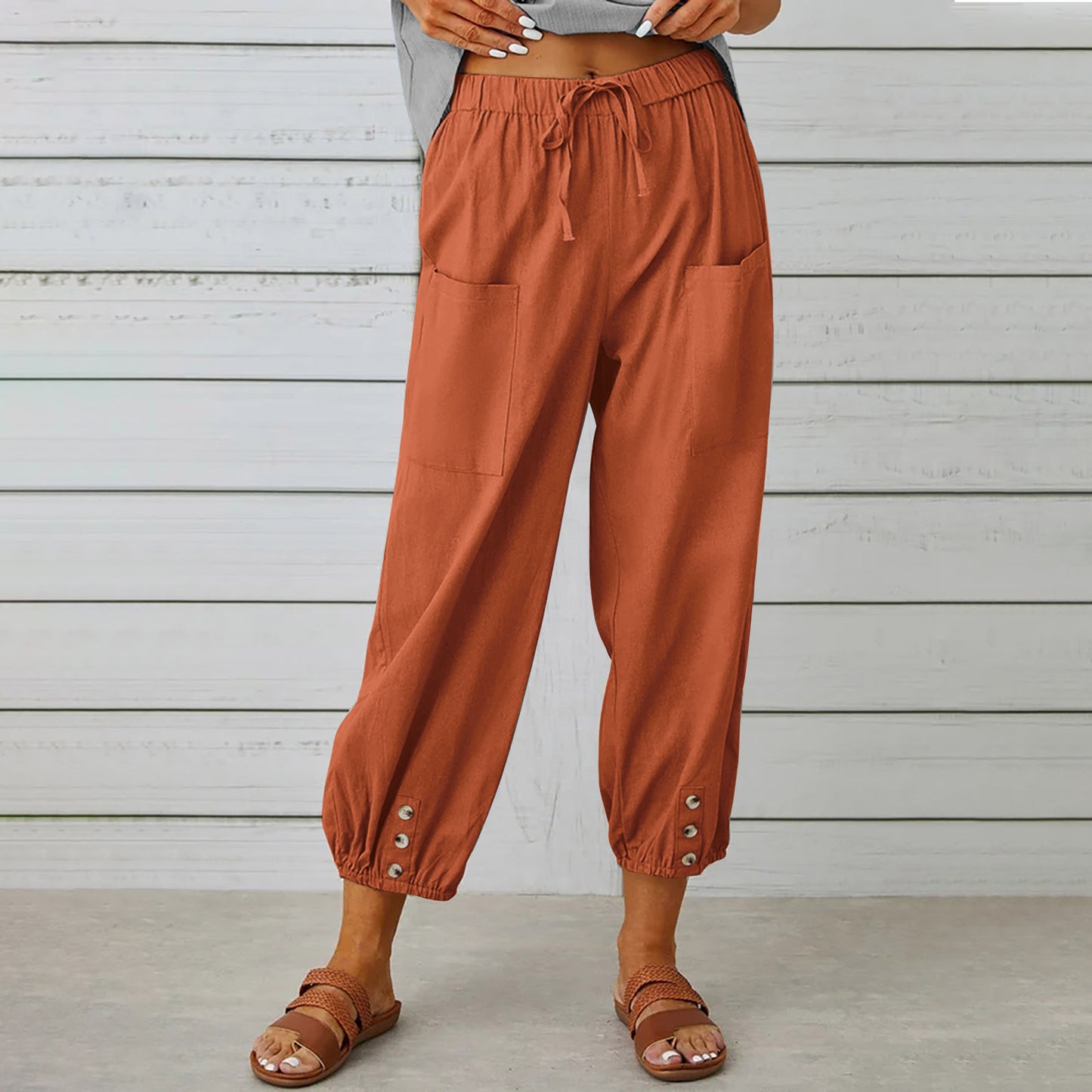 Street Chic Collection: Women's Lightweight Drawstring Tie Pants - Versatile, Comfortable, and Trendy