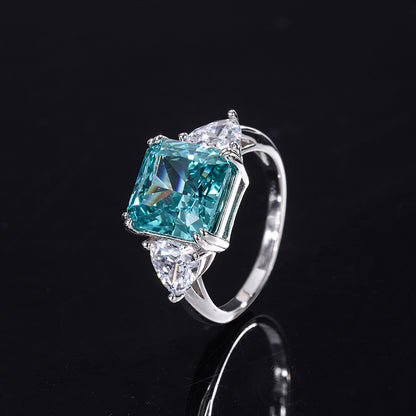 High Carbon Diamond Ring in Mint Green and Purple