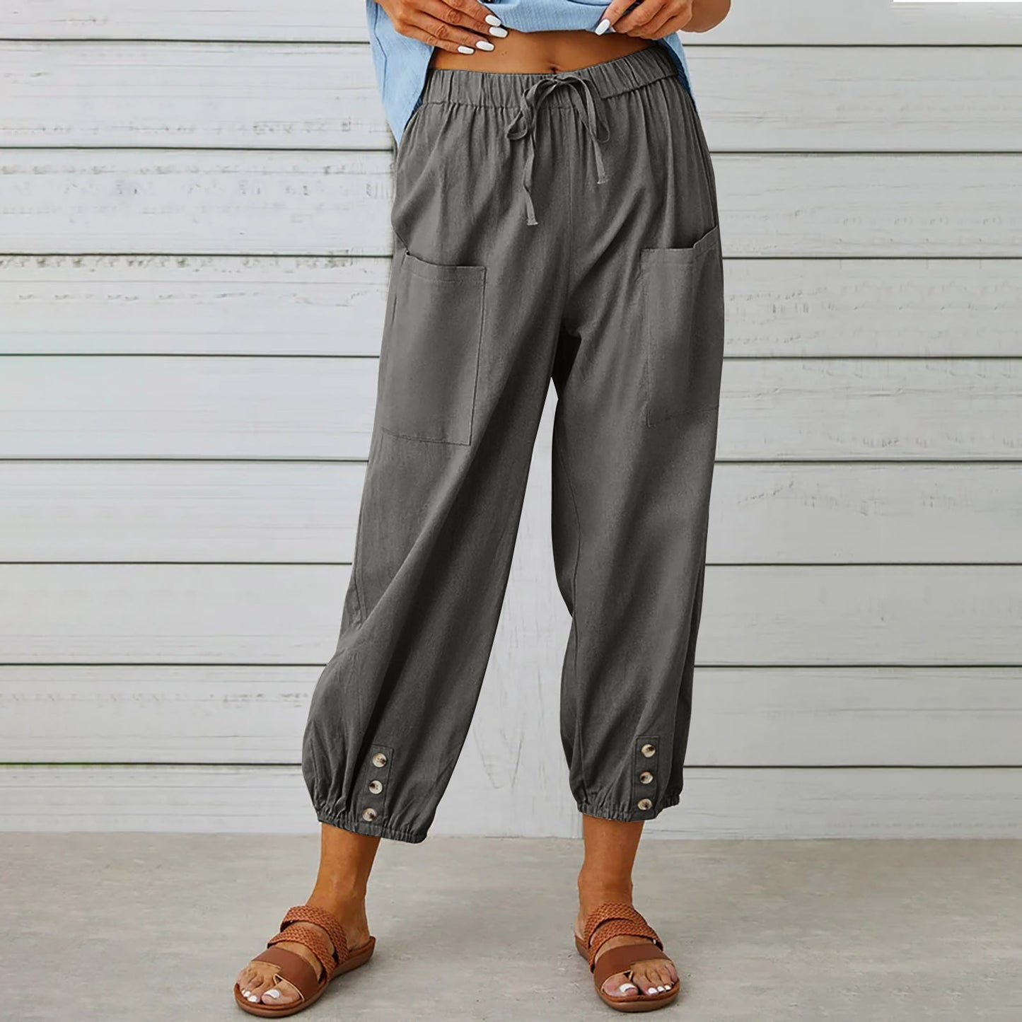 Street Chic Collection: Women's Lightweight Drawstring Tie Pants - Versatile, Comfortable, and Trendy