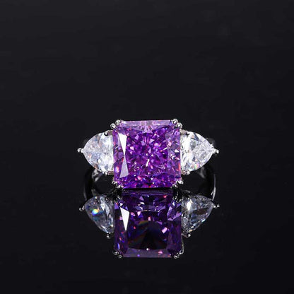 High Carbon Diamond Ring in Mint Green and Purple